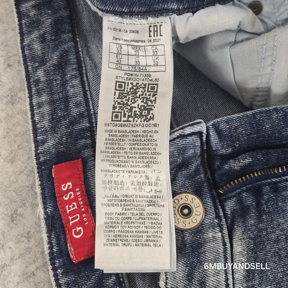 Guess Los Angeles Acid Wash Jeans Men's 33x30 Y2K 90s Distressed Denim - Picture 3 of 15